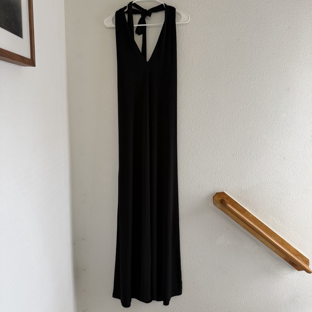 Moda International Womens M Black Halter Maxi Dress Y2K